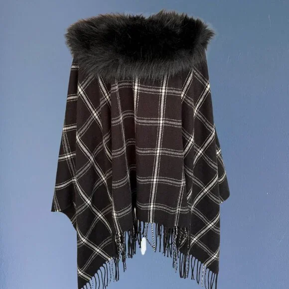 J. Crew Preppy Plaid Shawl Cape I One size fits all - Picture 2 of 4